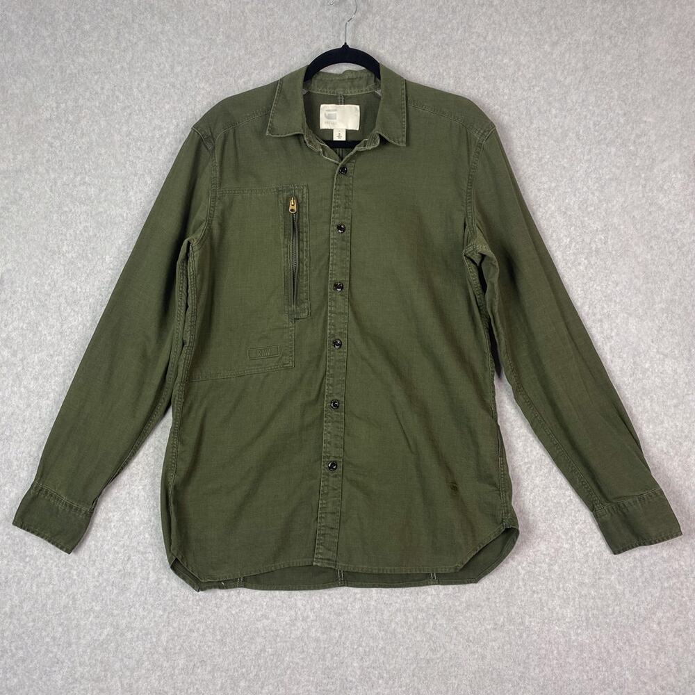 G-Star Raw Mens L Powel 3D Shirt in Green Long Sleeve Button Up